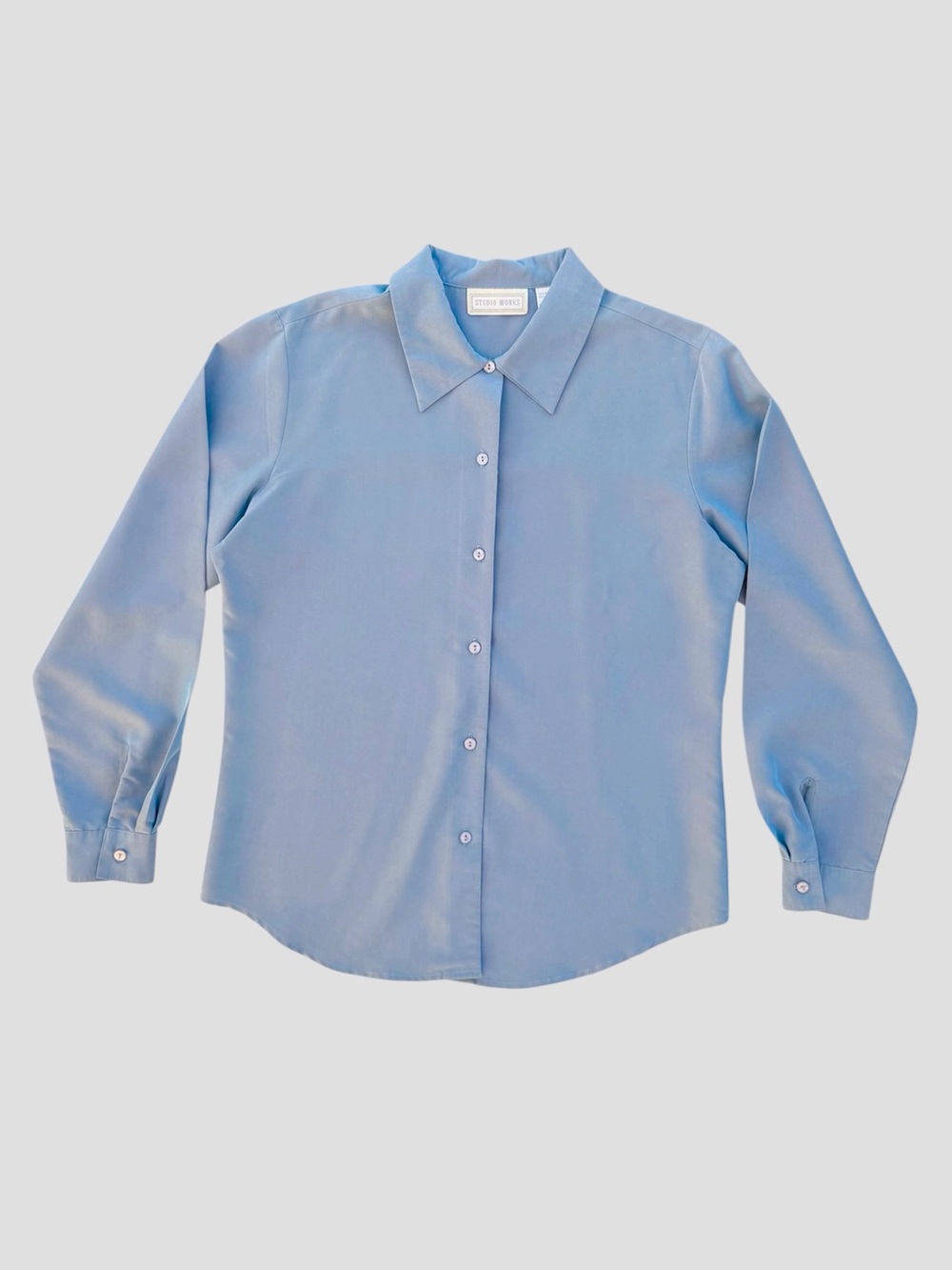 Studio Works Light Blue Long Sleeve Button Front Blouse ~ Women’s Medium